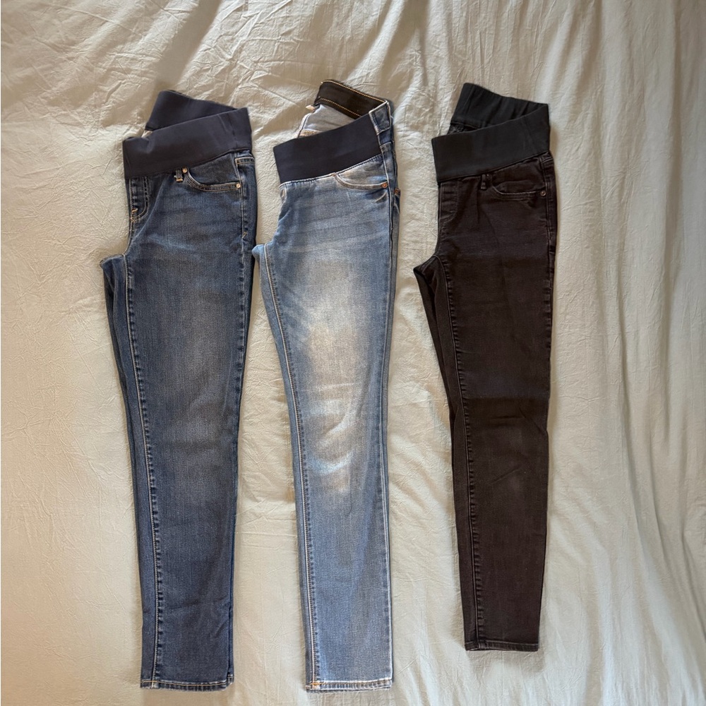 Women's Maternity Jeans Bundle - Blue, Light Blue, and Black